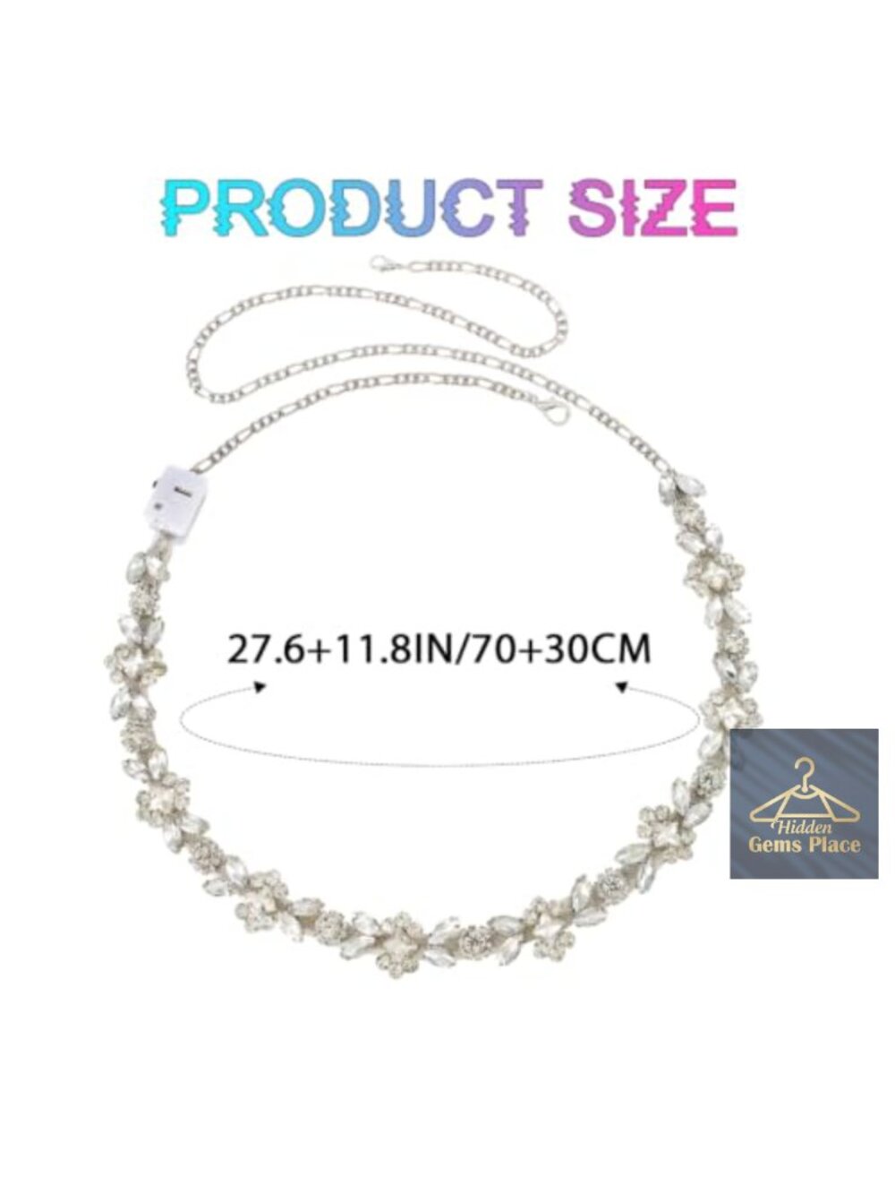 LED Rhinestone Waist Belt Adjustable Body Chain Rave Accessory - Picture 5 of 5